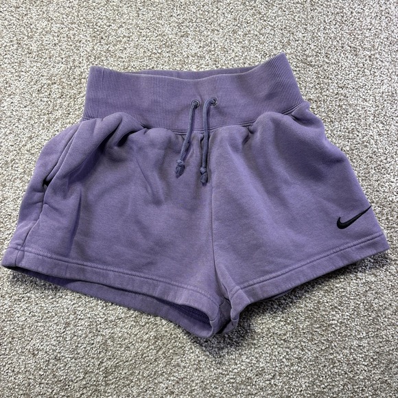 Nike Pants - Nike Sweat Shorts Womens XS Purple Fleece 3 Inseam High Rise Drawstring Athletic
